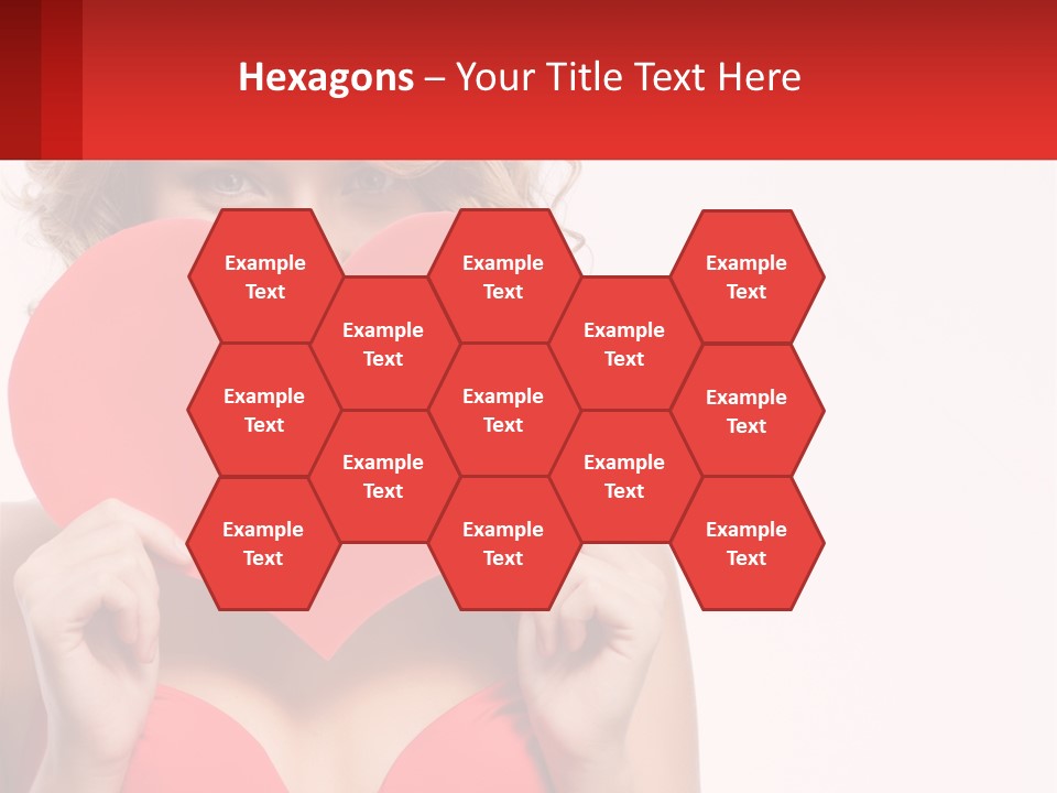 A Woman Holding A Red Heart In Front Of Her Face PowerPoint Template