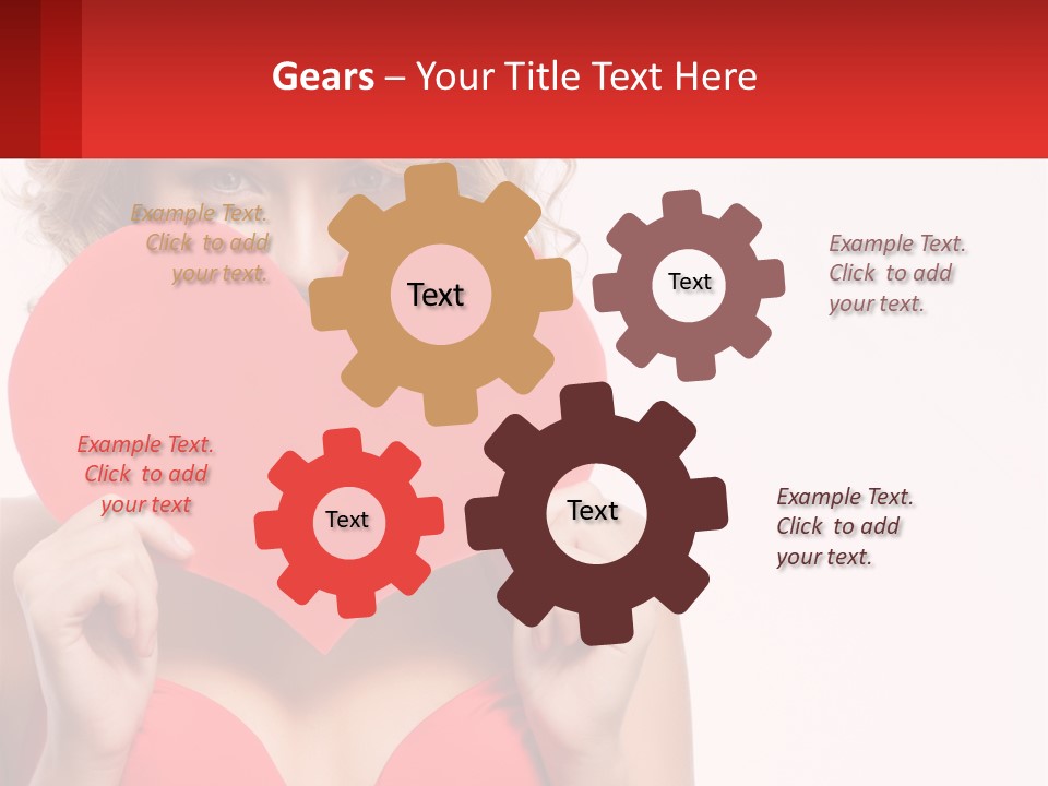 A Woman Holding A Red Heart In Front Of Her Face PowerPoint Template