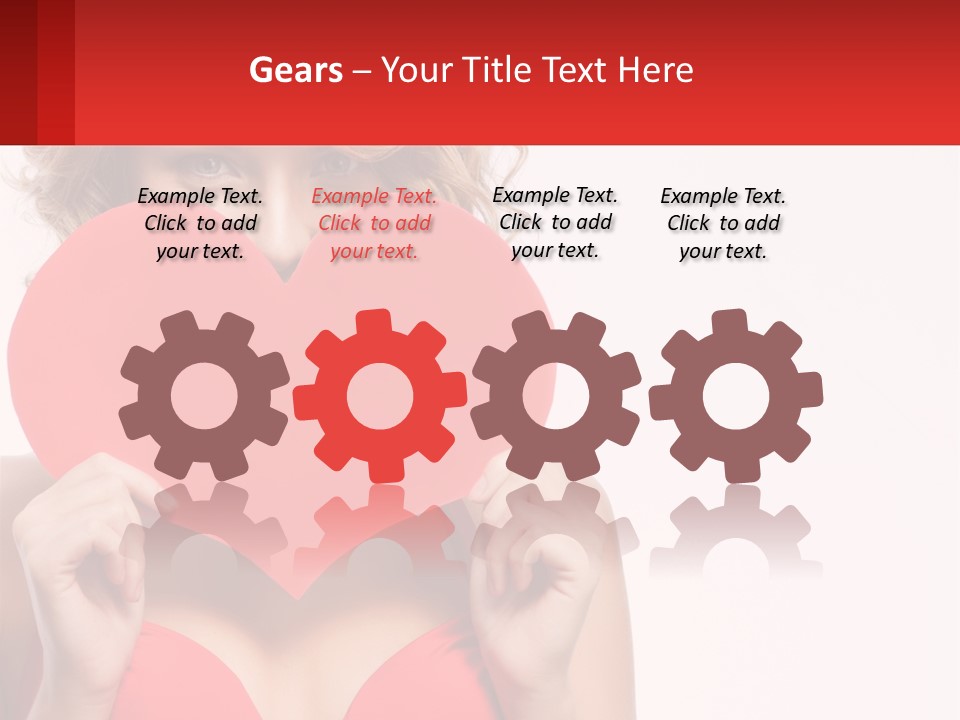 A Woman Holding A Red Heart In Front Of Her Face PowerPoint Template