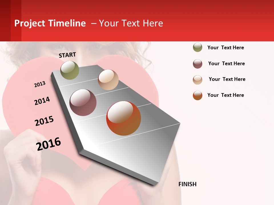 A Woman Holding A Red Heart In Front Of Her Face PowerPoint Template