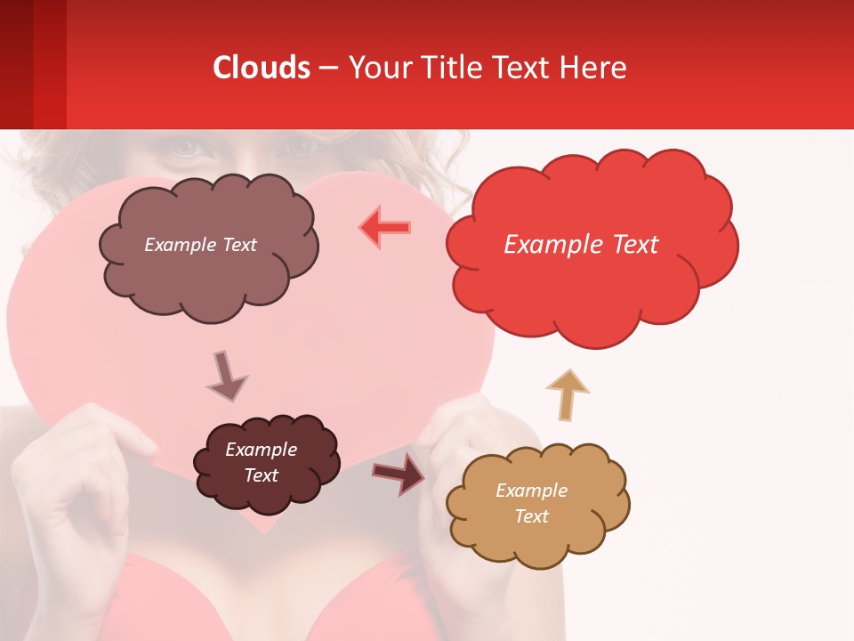 A Woman Holding A Red Heart In Front Of Her Face PowerPoint Template