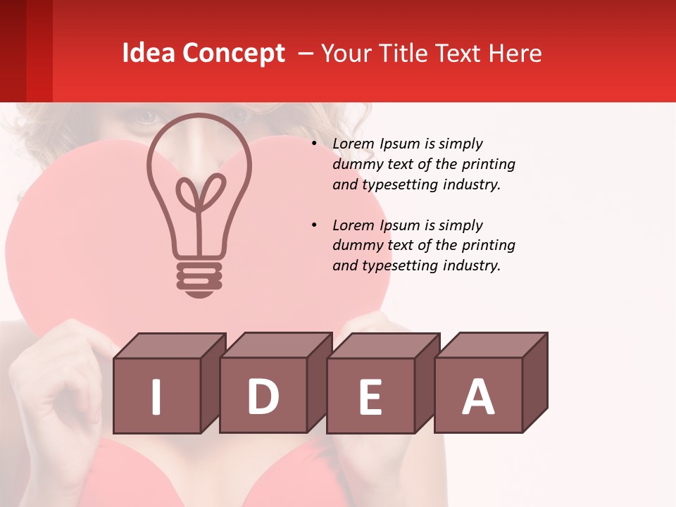 A Woman Holding A Red Heart In Front Of Her Face PowerPoint Template