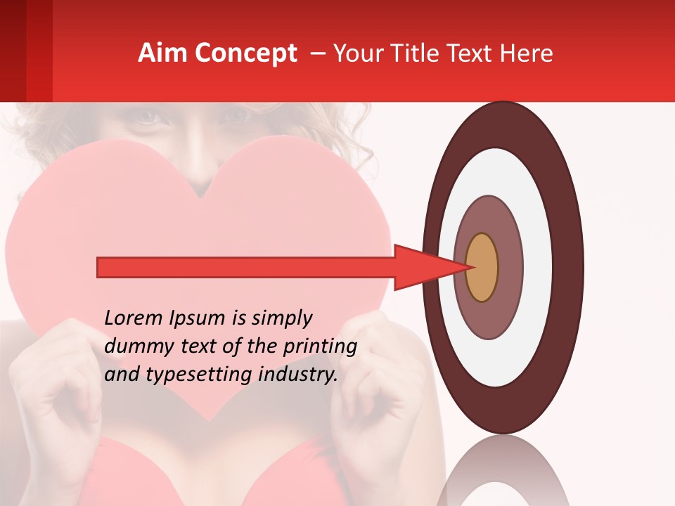 A Woman Holding A Red Heart In Front Of Her Face PowerPoint Template