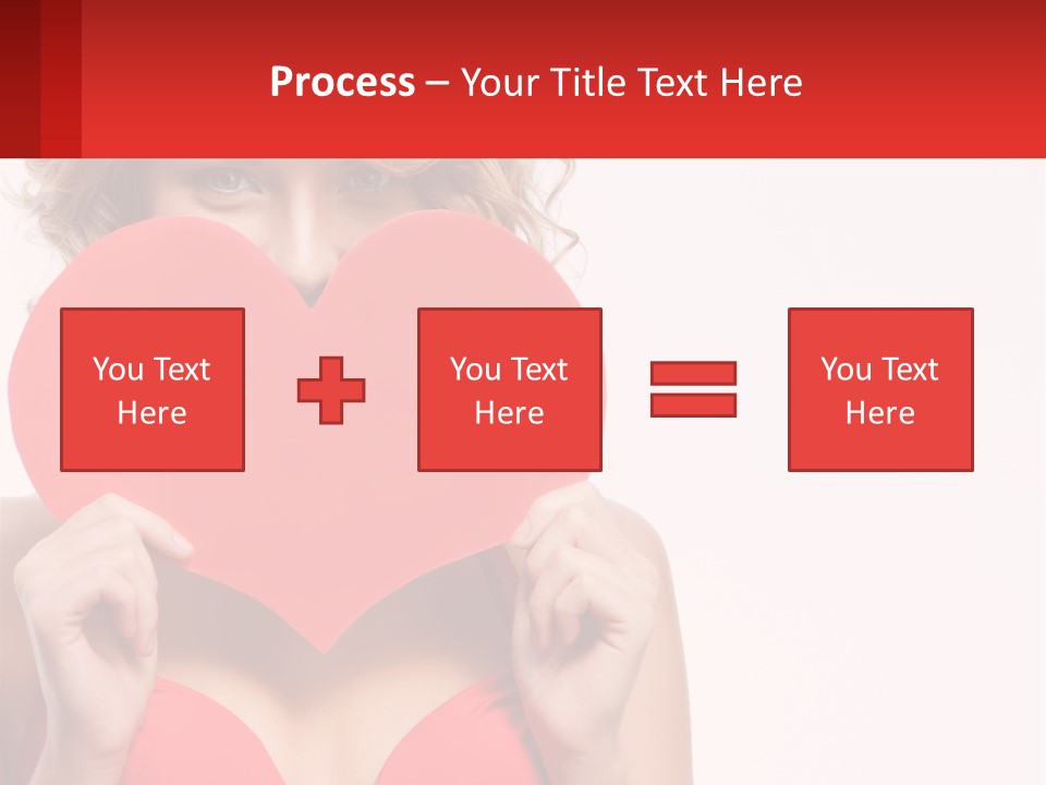 A Woman Holding A Red Heart In Front Of Her Face PowerPoint Template
