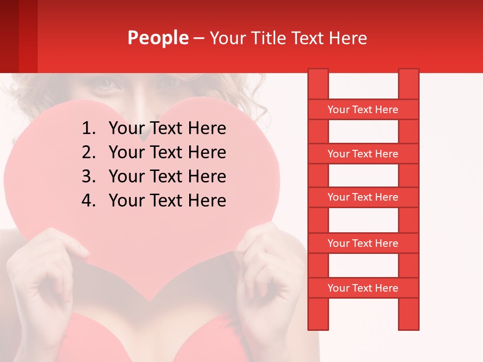 A Woman Holding A Red Heart In Front Of Her Face PowerPoint Template