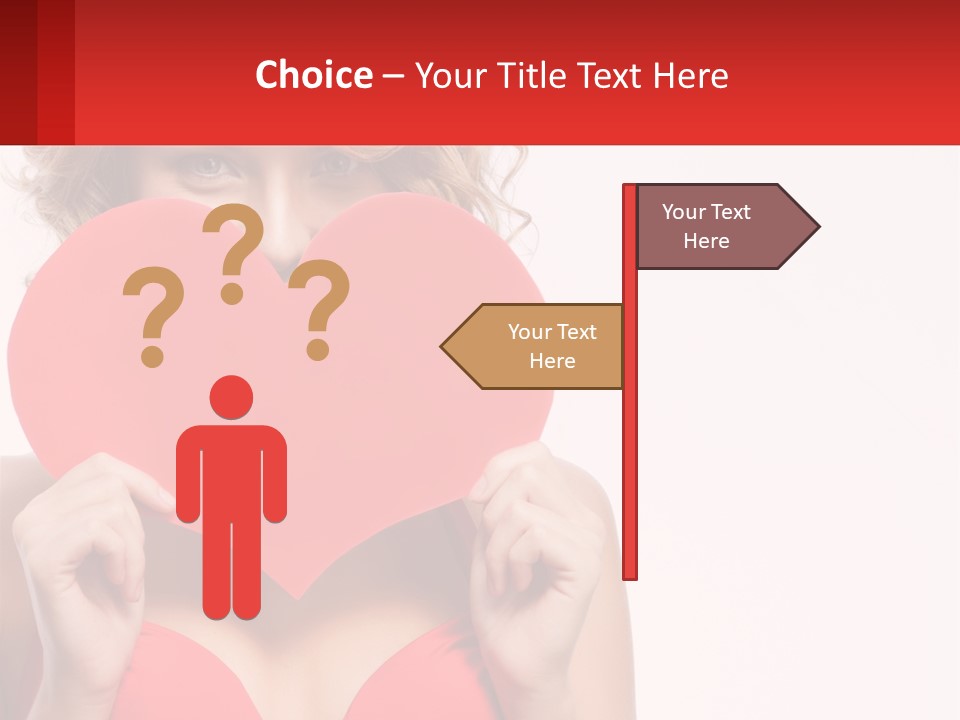A Woman Holding A Red Heart In Front Of Her Face PowerPoint Template