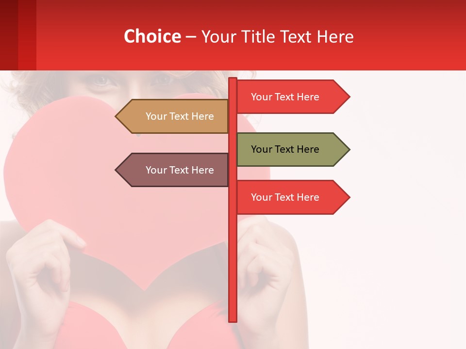 A Woman Holding A Red Heart In Front Of Her Face PowerPoint Template