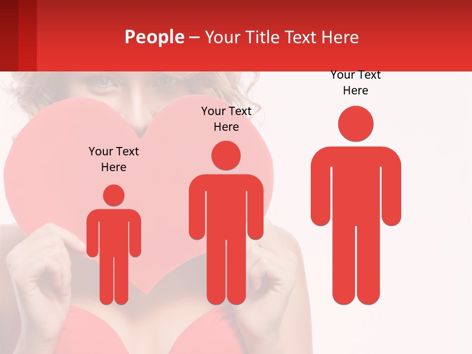 A Woman Holding A Red Heart In Front Of Her Face PowerPoint Template