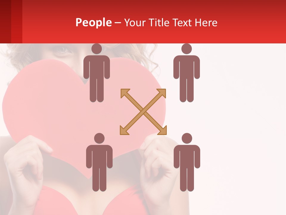 A Woman Holding A Red Heart In Front Of Her Face PowerPoint Template