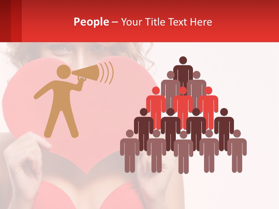 A Woman Holding A Red Heart In Front Of Her Face PowerPoint Template