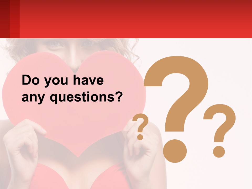 A Woman Holding A Red Heart In Front Of Her Face PowerPoint Template