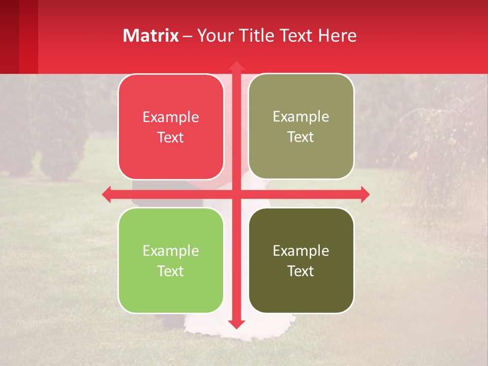 A Bride And Groom Holding A Red Umbrella PowerPoint Template