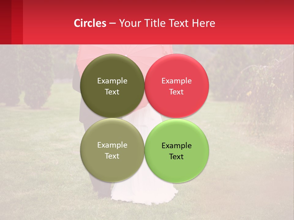 A Bride And Groom Holding A Red Umbrella PowerPoint Template