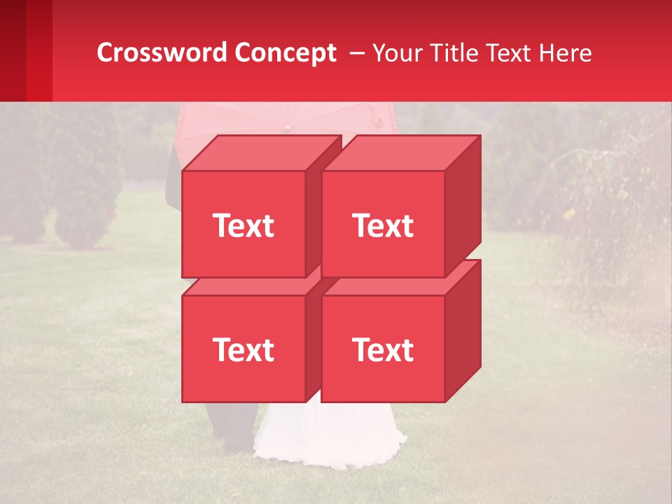 A Bride And Groom Holding A Red Umbrella PowerPoint Template