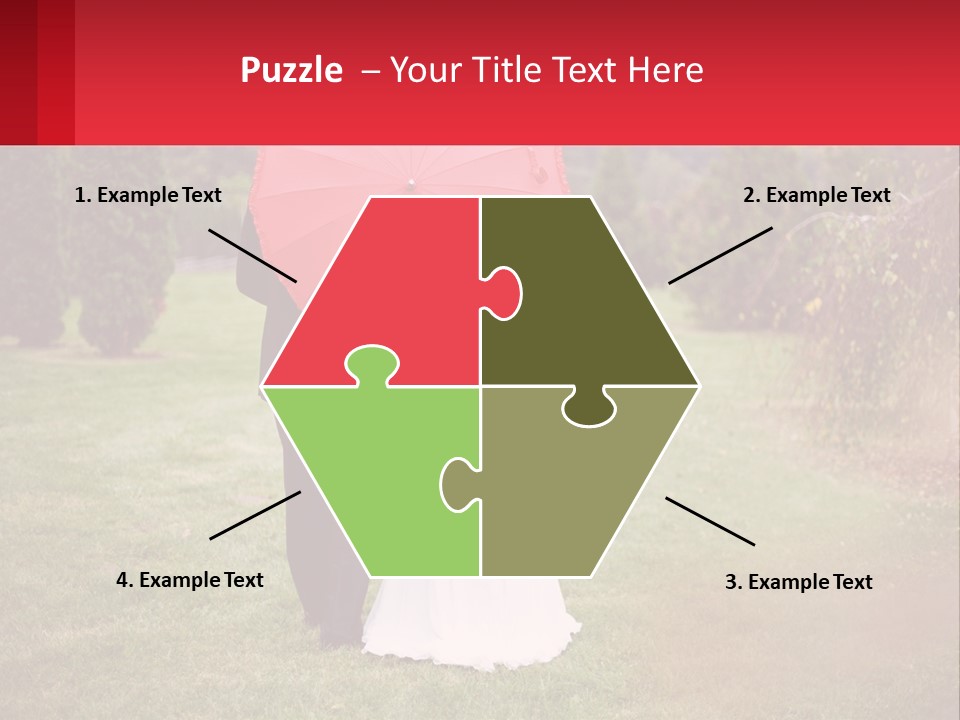 A Bride And Groom Holding A Red Umbrella PowerPoint Template