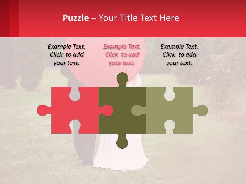 A Bride And Groom Holding A Red Umbrella PowerPoint Template