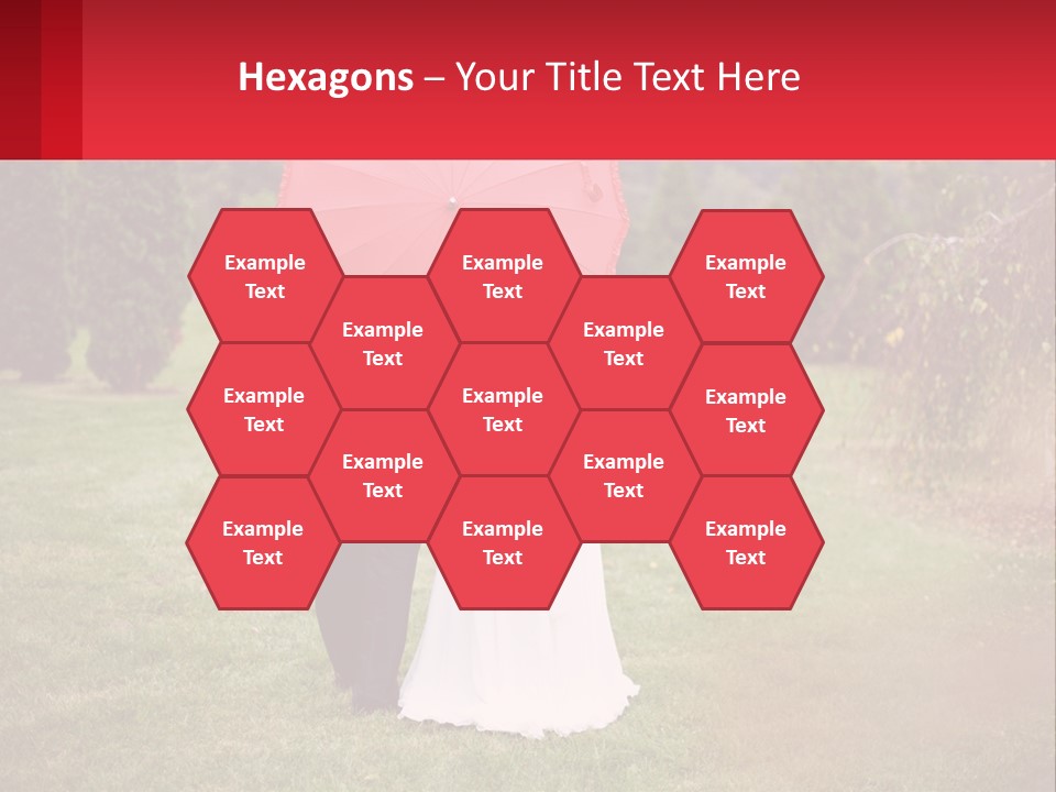 A Bride And Groom Holding A Red Umbrella PowerPoint Template