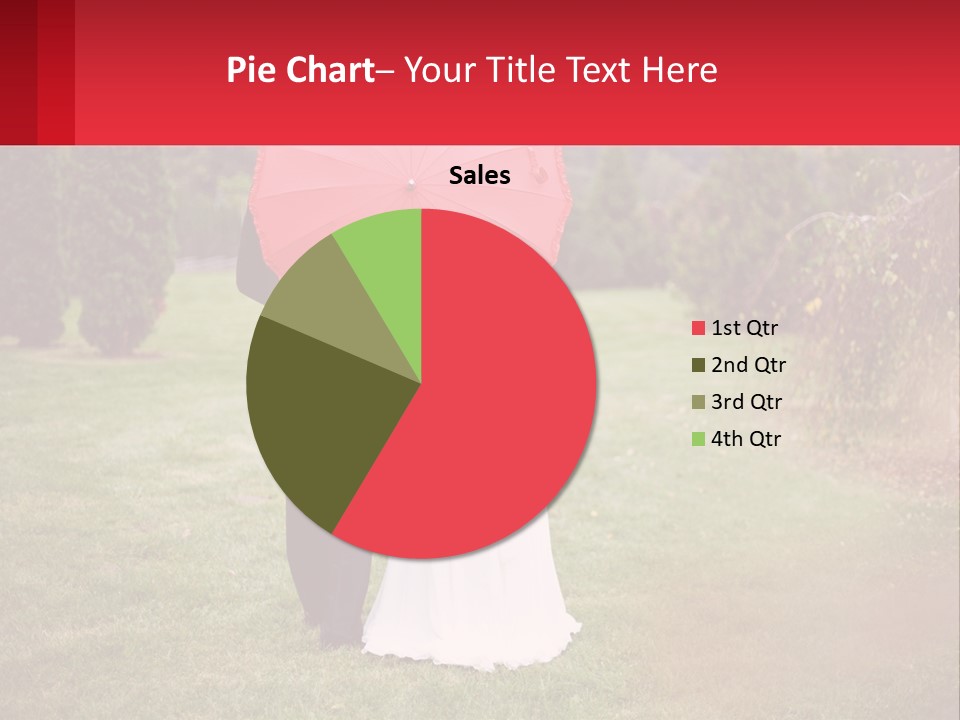 A Bride And Groom Holding A Red Umbrella PowerPoint Template