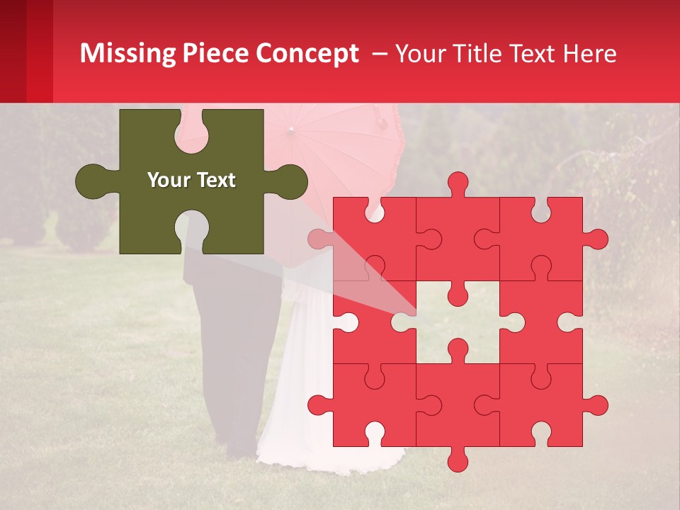 A Bride And Groom Holding A Red Umbrella PowerPoint Template