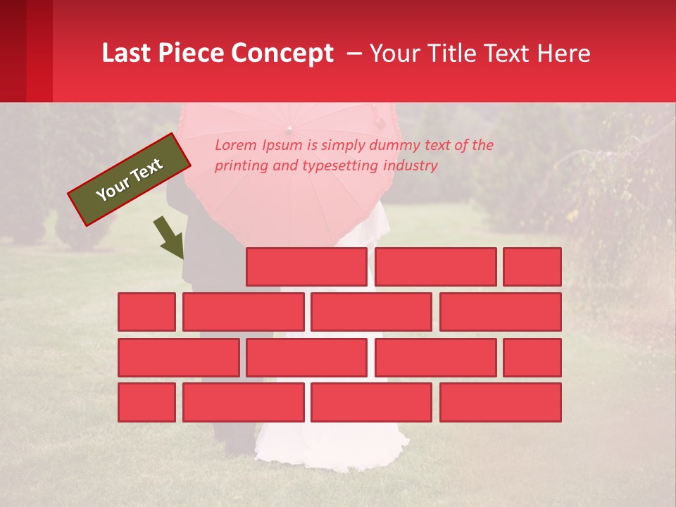 A Bride And Groom Holding A Red Umbrella PowerPoint Template