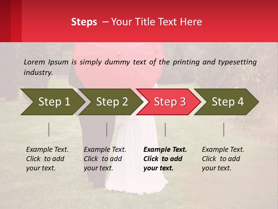 A Bride And Groom Holding A Red Umbrella PowerPoint Template