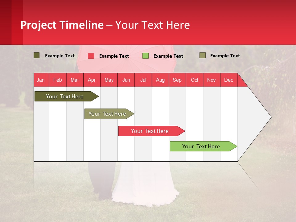 A Bride And Groom Holding A Red Umbrella PowerPoint Template