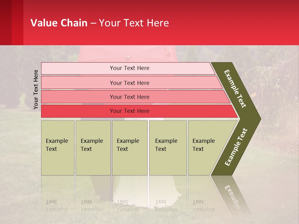 A Bride And Groom Holding A Red Umbrella PowerPoint Template