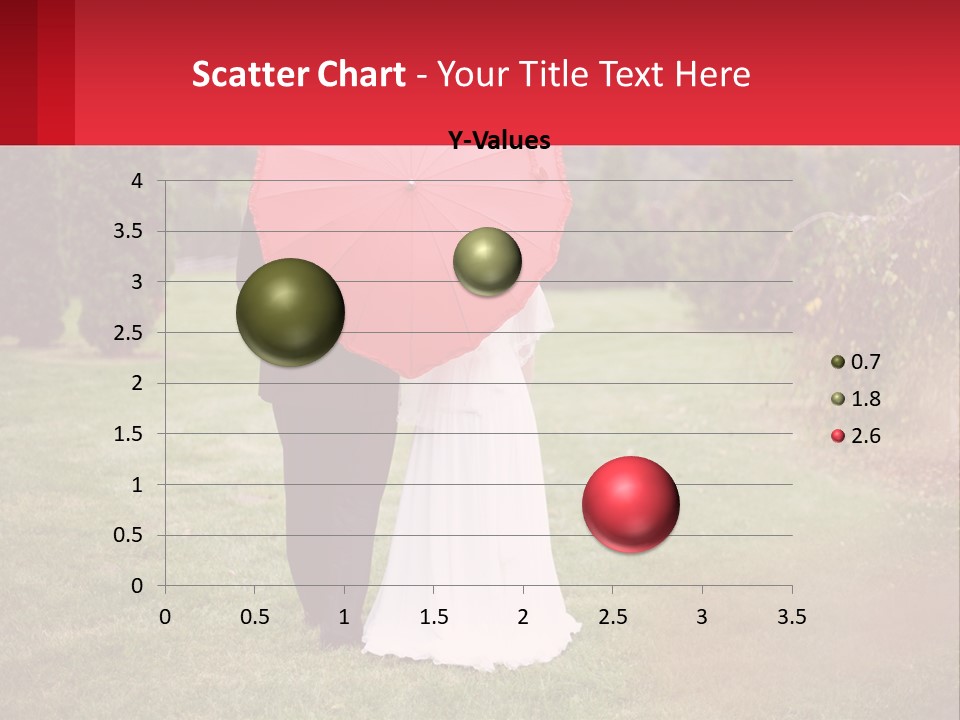 A Bride And Groom Holding A Red Umbrella PowerPoint Template