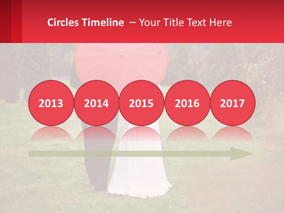 A Bride And Groom Holding A Red Umbrella PowerPoint Template