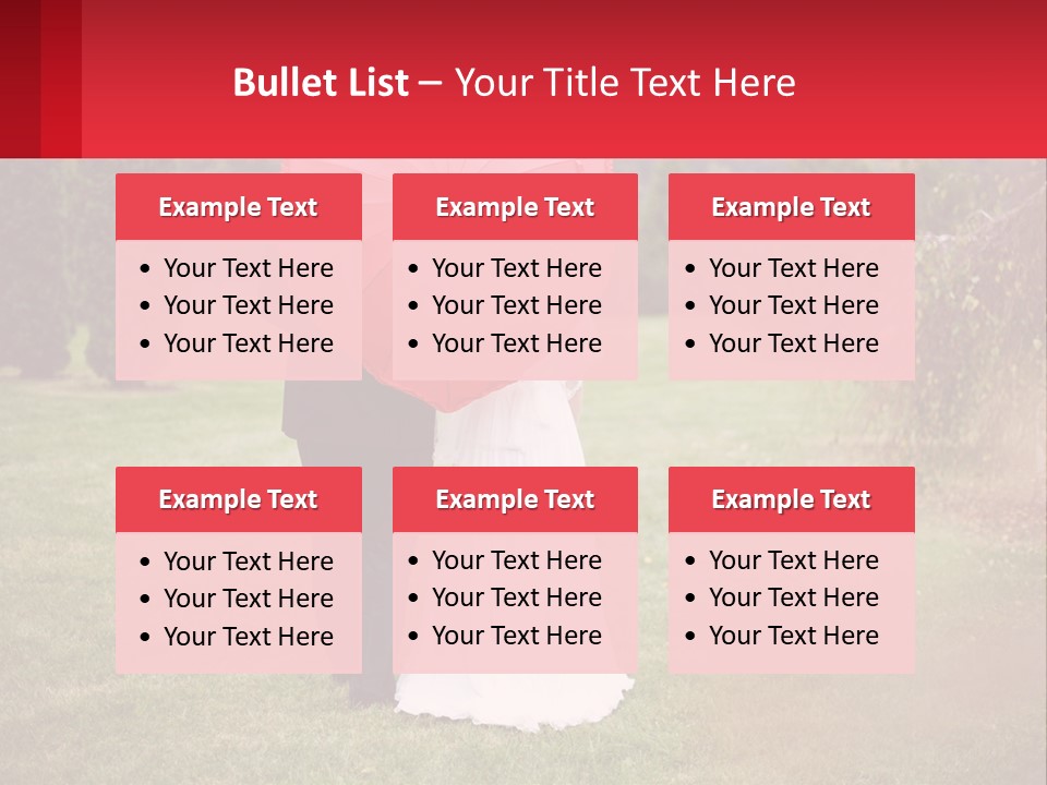 A Bride And Groom Holding A Red Umbrella PowerPoint Template