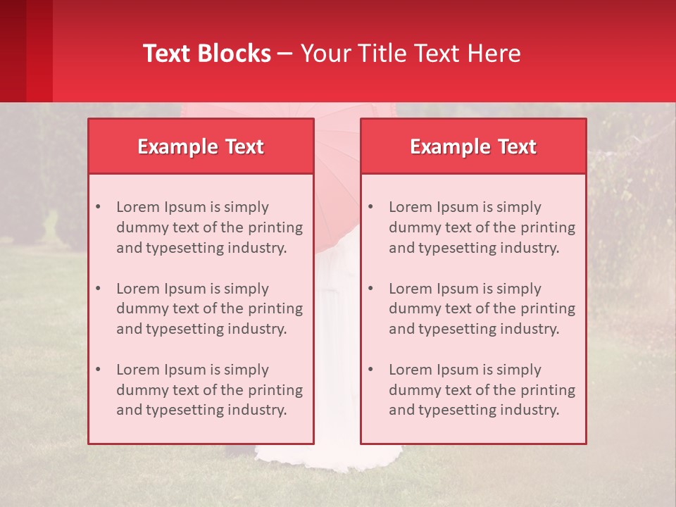 A Bride And Groom Holding A Red Umbrella PowerPoint Template