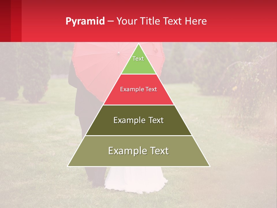 A Bride And Groom Holding A Red Umbrella PowerPoint Template