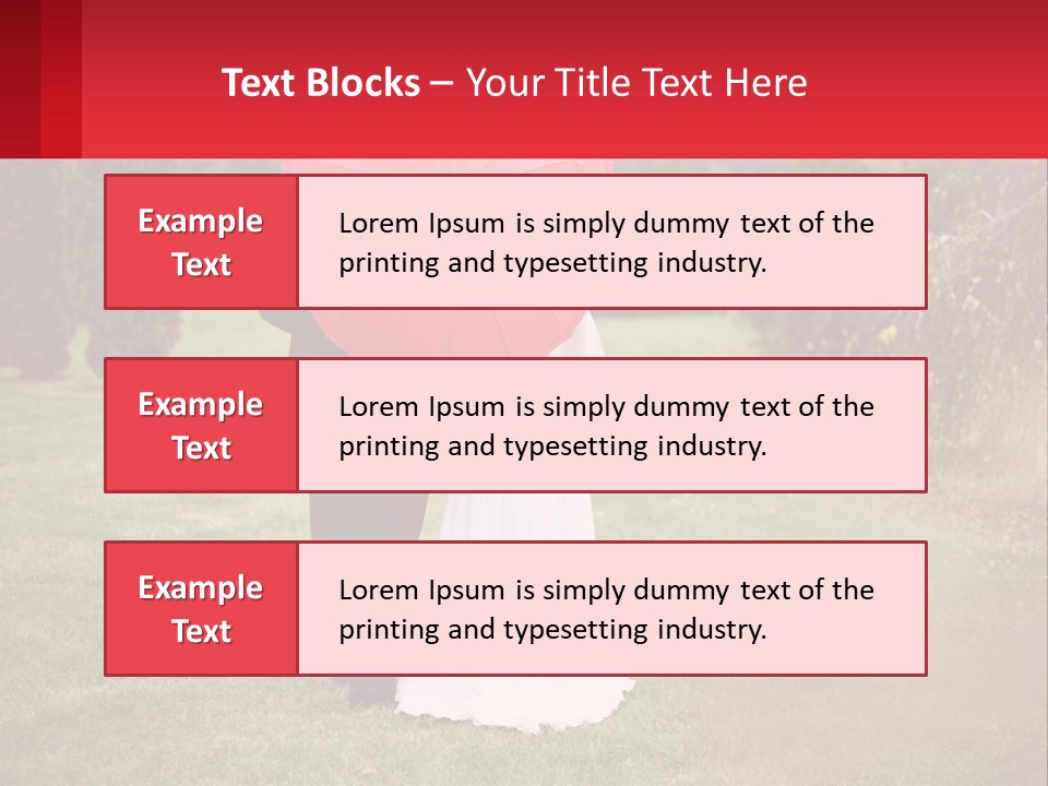 A Bride And Groom Holding A Red Umbrella PowerPoint Template