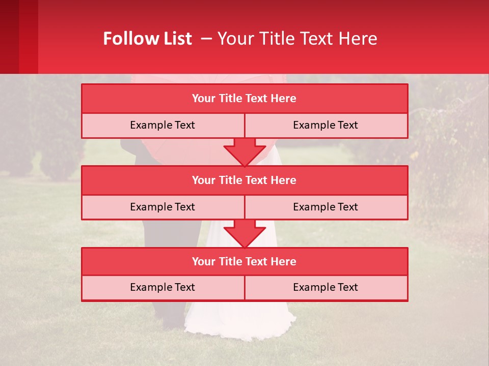 A Bride And Groom Holding A Red Umbrella PowerPoint Template