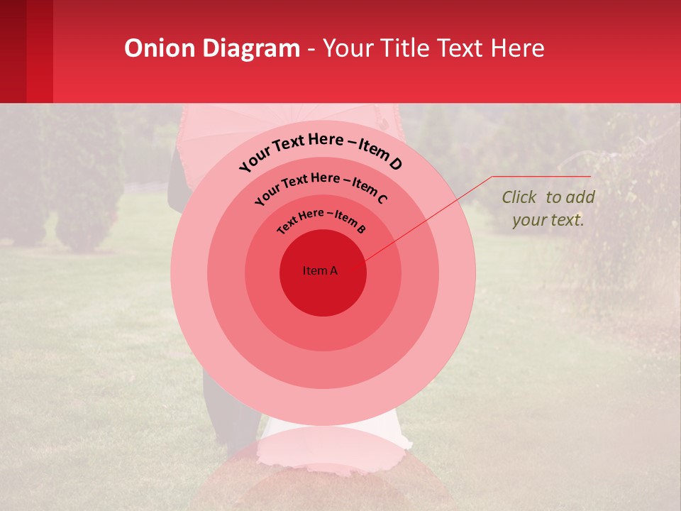A Bride And Groom Holding A Red Umbrella PowerPoint Template