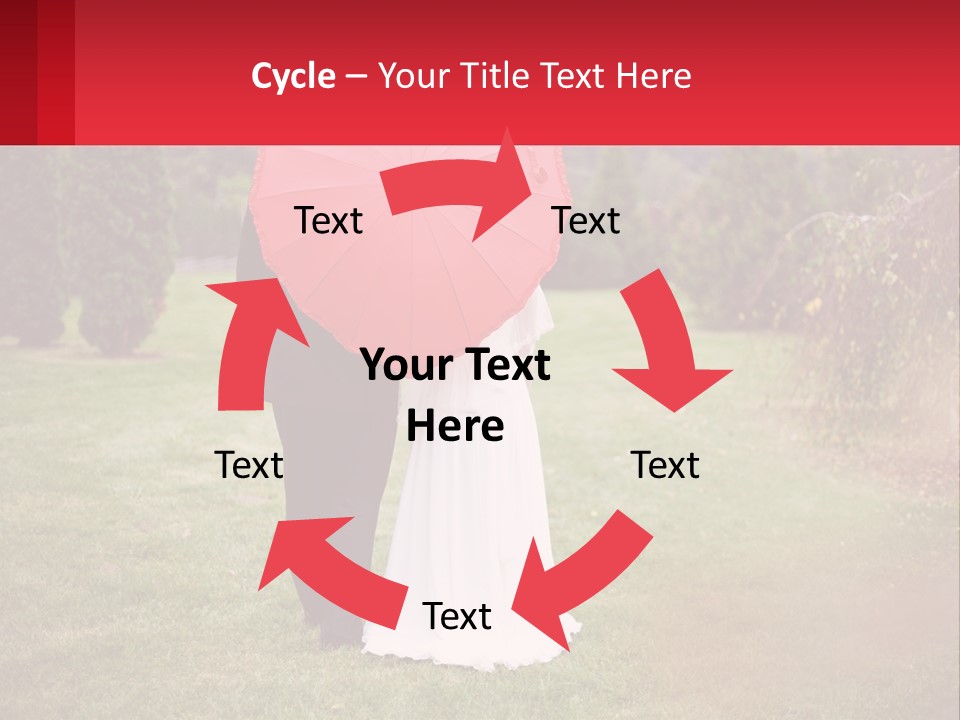 A Bride And Groom Holding A Red Umbrella PowerPoint Template