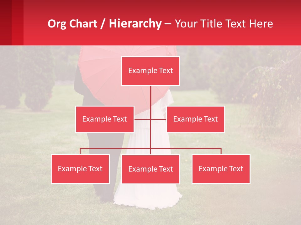 A Bride And Groom Holding A Red Umbrella PowerPoint Template