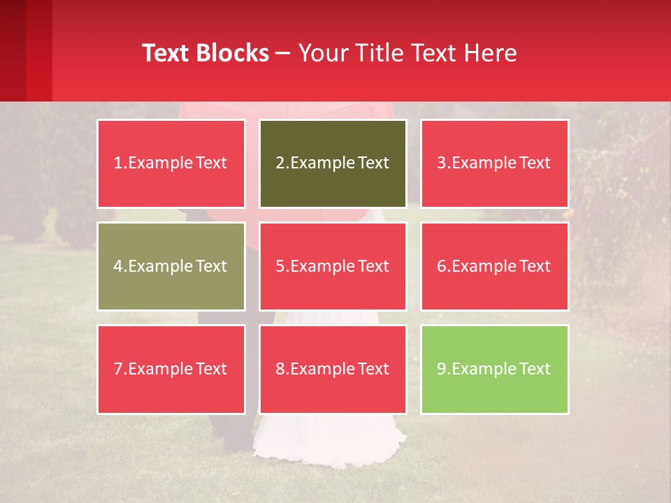 A Bride And Groom Holding A Red Umbrella PowerPoint Template