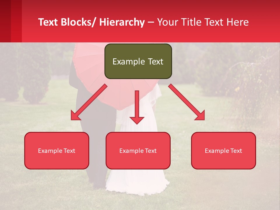 A Bride And Groom Holding A Red Umbrella PowerPoint Template