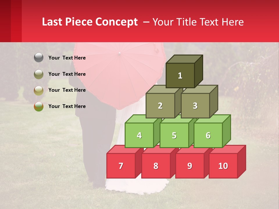 A Bride And Groom Holding A Red Umbrella PowerPoint Template