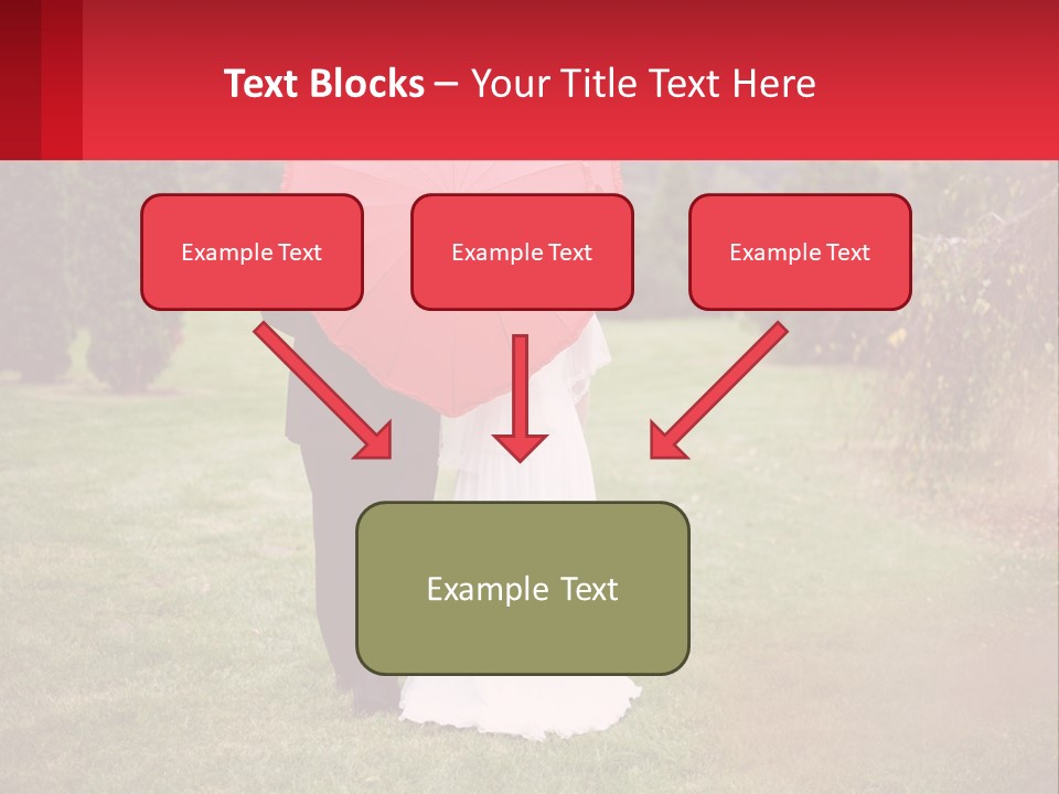 A Bride And Groom Holding A Red Umbrella PowerPoint Template