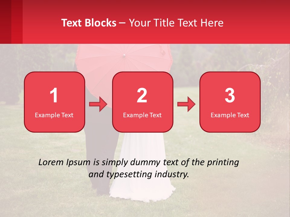 A Bride And Groom Holding A Red Umbrella PowerPoint Template