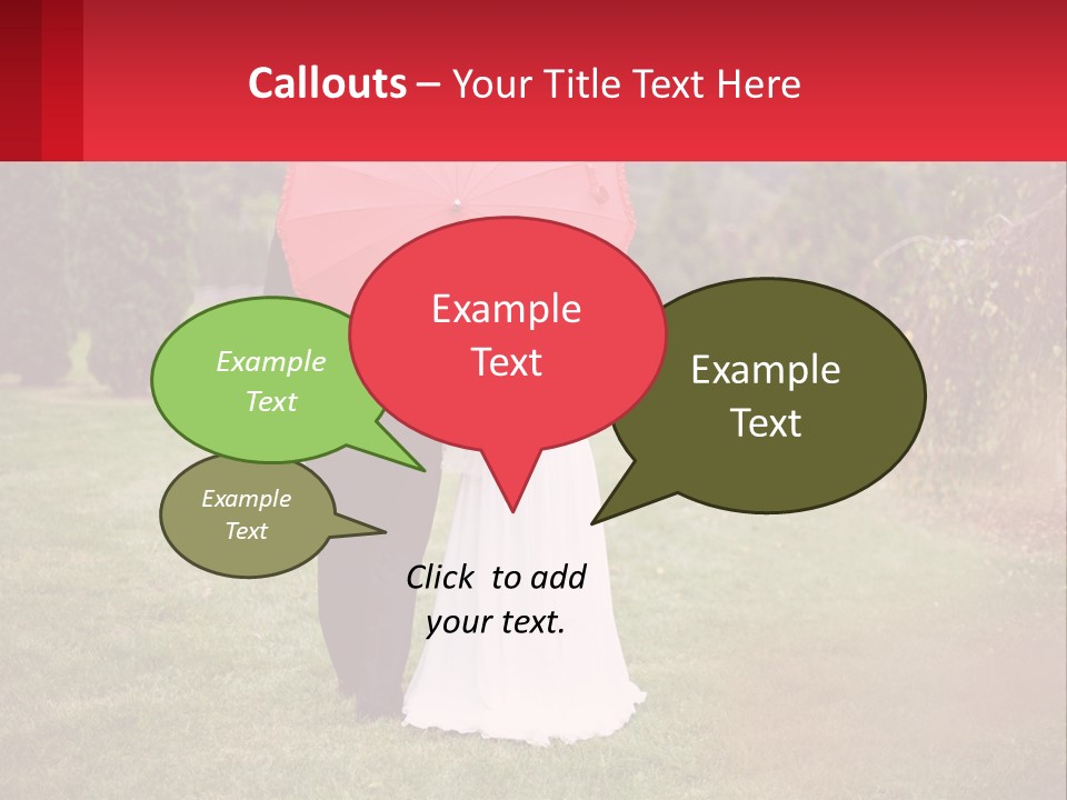 A Bride And Groom Holding A Red Umbrella PowerPoint Template