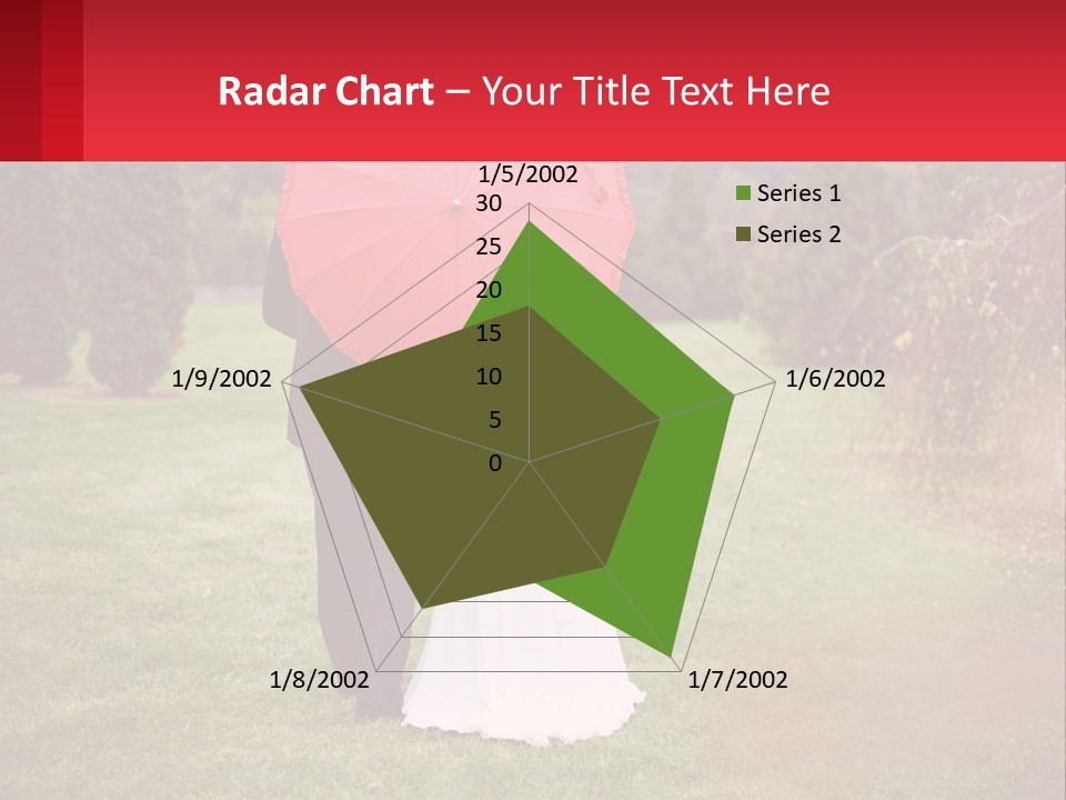 A Bride And Groom Holding A Red Umbrella PowerPoint Template