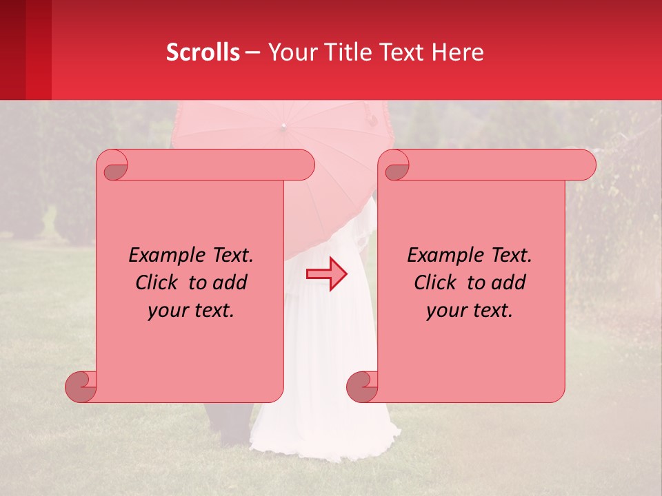 A Bride And Groom Holding A Red Umbrella PowerPoint Template