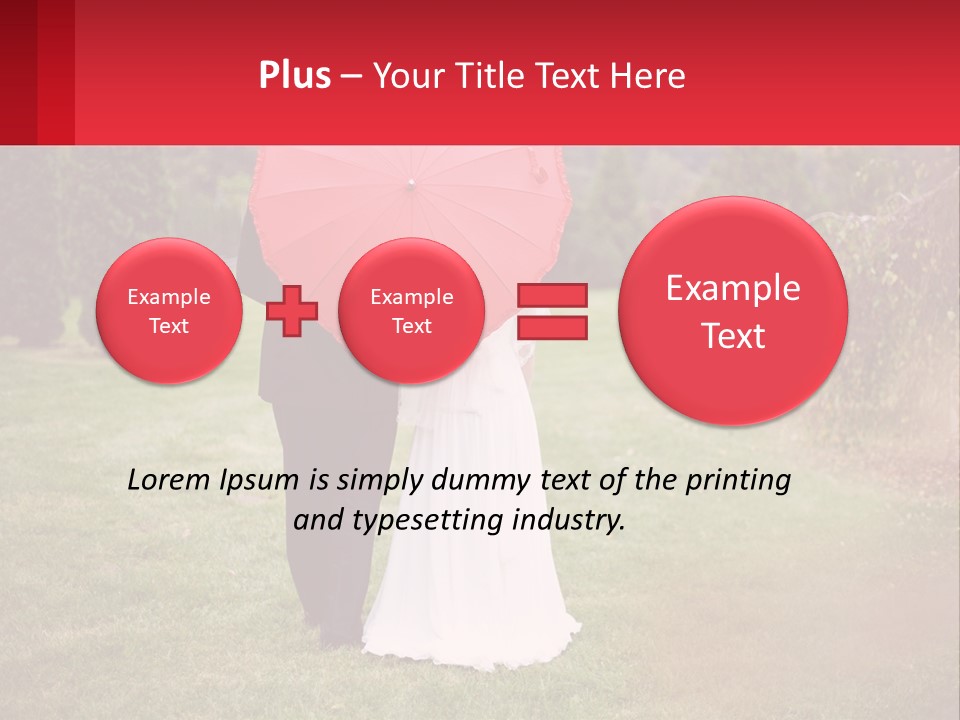 A Bride And Groom Holding A Red Umbrella PowerPoint Template