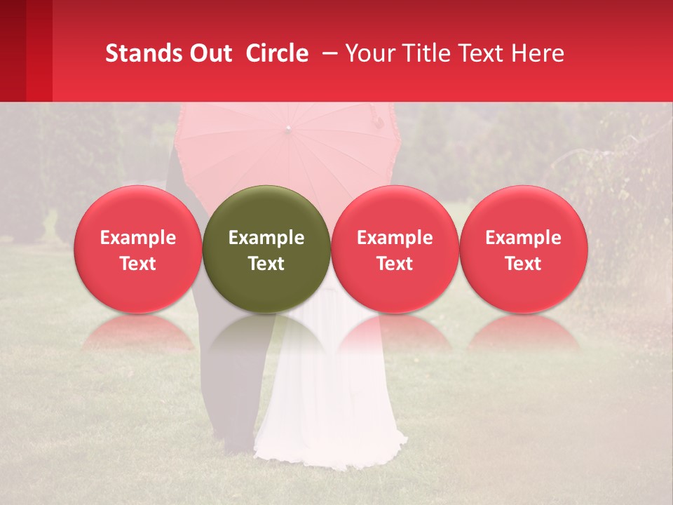 A Bride And Groom Holding A Red Umbrella PowerPoint Template