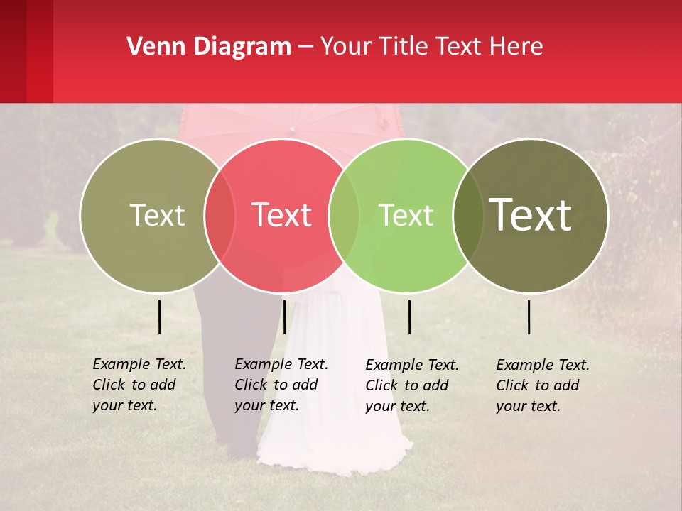 A Bride And Groom Holding A Red Umbrella PowerPoint Template