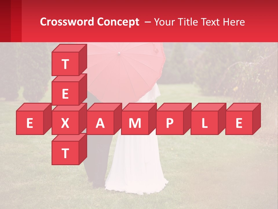 A Bride And Groom Holding A Red Umbrella PowerPoint Template