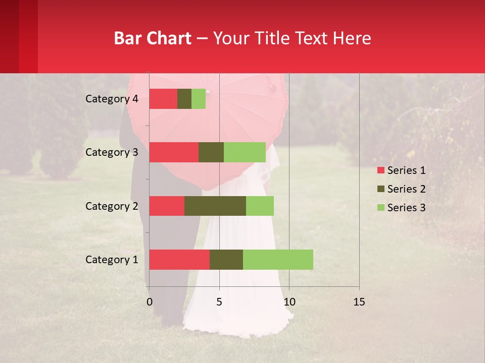 A Bride And Groom Holding A Red Umbrella PowerPoint Template
